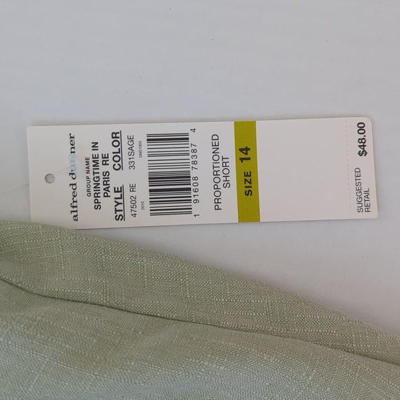 NWT Alfred Dunner Classic Fit Comfort Waist Pant 14 Proportioned Short Sage - Picture 5 of 16